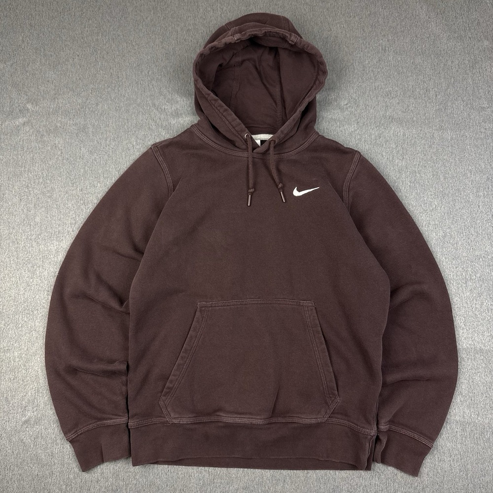 Nike Brown Pullover Hoodie Mens Small Logo Hooded Sweatshirt 826433-203